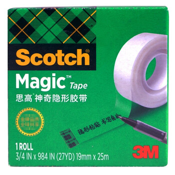 3M 思高 隐形胶带 磨砂透明神奇错题胶带 无痕隐形 可黏错题 办公用品 810-CQ25 19mm×25m 1包装 3M 思高 隐形胶带 磨砂透明神奇错题胶带 无痕隐形 可黏错题 办公用品 810-CQ25 19mm×25m 1包装