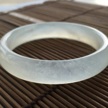 辽宁岫玉手镯白色玉镯小圈口冰种雪花棉岫岩玉玉石镯女款 口径 62mm