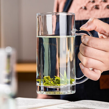 青苹果带把水杯茶杯 扎啤杯啤酒杯 无铅玻璃杯可乐杯饮料杯4只装320ml 青苹果带把水杯茶杯 扎啤杯啤酒杯 无铅玻璃杯可乐杯饮料杯4只装320ml