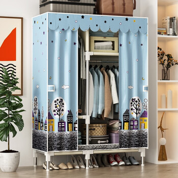 乐爱家 布衣柜单人卧室简易衣柜家用宿舍布艺衣柜双人加粗钢管学生