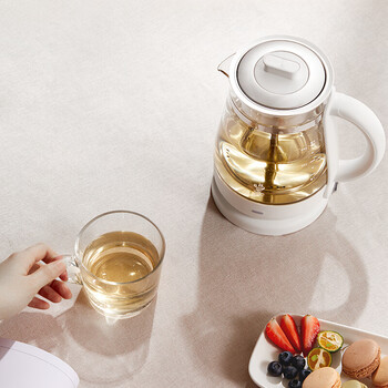 鸣盏煮茶器家用全自动多功能煮茶壶花茶壶小型办公室0.8L玻璃电热水壶MZ-078白色