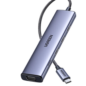 绿联 Type-C扩展坞USB-C转换器雷电4拓展坞分线器通用笔记本 9合1【HDMI+VGA+线长1.5米】25360