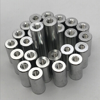 pws治具配件 长螺母铝棒 圆形铝柱  铝支撑柱 内牙m4 内通孔 圆导柱