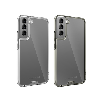 hoda晶石s22 手机壳防摔壳玻璃背板壳保护套适用于三星 s22 透黑
