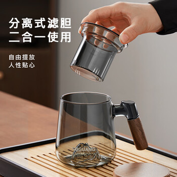富光泡茶杯茶水分离高硼硅玻璃杯办公室喝茶水杯子花茶杯公道杯子
