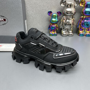 普拉达变形金刚透气休闲运动鞋潮男厚底老爹鞋变形金刚黑色36