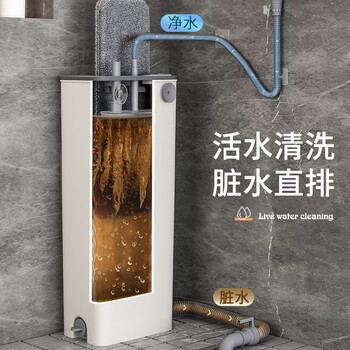 侑家良品平板拖把50CM杆长135CM共3布家用一拖净免手洗带桶洗衣机拖把套装