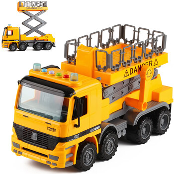 雪车儿童男孩仿真工程汽车玩具卡车模型超大声光平台维修车送2节7号电