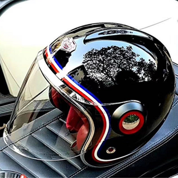 ruby摩托车碳纤维头盔3/4揭面盔哈雷复古机车骑行安全盔夏盔 革命 3xl