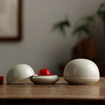 漢墨 影灰高顶朱砂印泥 陶瓷印泥盒书法盖章用大印泥缸4件套朱砂30g印泥 文房四宝篆刻印章用印泥