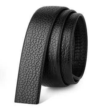 无头皮带不带头自动扣皮带条牛皮裤带带条纯牛皮男士腰带黑色105cm
