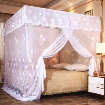 8米双人大床支架杆子套装 超密郁金香白色【蚊帐 支架】单门 床宽1.