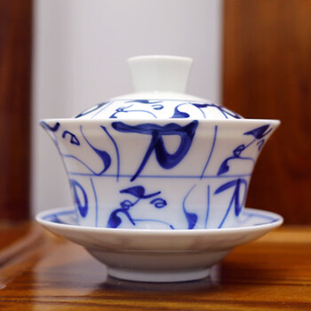 中国美術 景德鎭 青華染付 鳳紋樣茶椀3点 景德古窑 磁器景德古窑刀碗