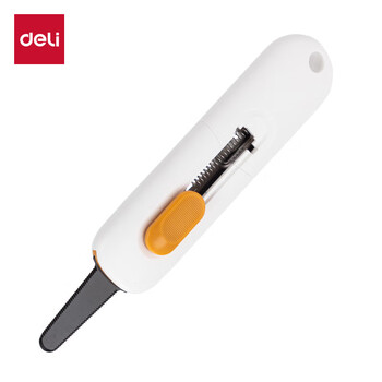 得力（deli）自动锁定开箱神器 安全快递开箱刀 创意便携美工刀 可锯可割 白色TD700