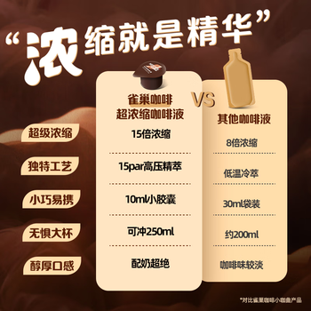 雀巢（Nestle）超浓缩咖啡液美式黑咖啡醇厚黑风味0糖0脂10ml*8颗