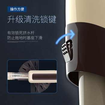 百家好世免手洗平板拖把33cm宽136cm长4拖布家用脱水拖地神器尘推平拖