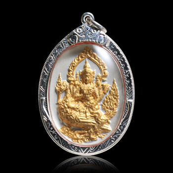 墨韵泰国佛牌禅南四面马哈苏拉萨骑凤凰骑凤镀金版壳吊坠立尊金色壳
