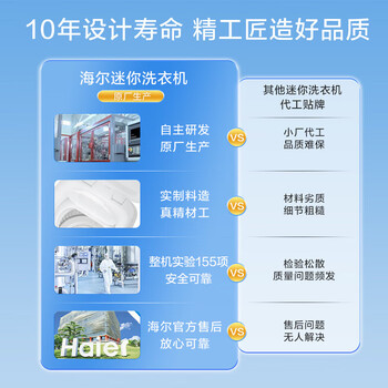 海尔(Haier)洗衣机小型全自动 迷你婴儿内衣洗衣机租房一人用 内衣裤洗小型家用 3KG XQBM30-218 海尔(Haier)洗衣机小型全自动 迷你婴儿内衣洗衣机租房一人用 内衣裤洗小型家用 3KG XQBM30-218
