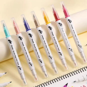 派通（Pentel ）双头柔绘笔软头手账笔学生马克笔彩绘绘画笔花体英文素材美术动漫水彩SESW30C-T116E浅橙色水彩笔