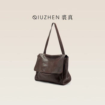裘真植鞣头层牛皮翻盖邮差包大容量通勤包单肩斜挎复古真皮质感女包深