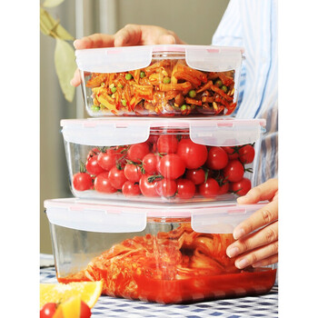 多川韩国泡菜保鲜盒3l大号密封盒耐热玻璃长方形保鲜盒微波炉专用冰19