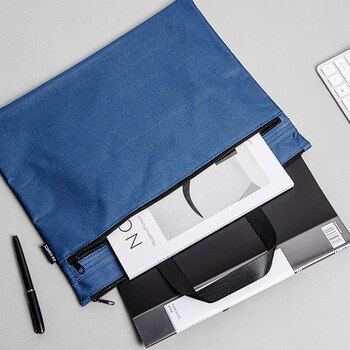 齐心(Comix) 双层手提事务包/拉链袋 蓝 A8158