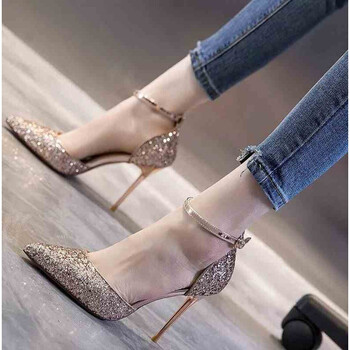 高跟鞋大码伪娘凉鞋性感蹦迪细高冷御姐风诱惑女小巧精致百搭独特金色