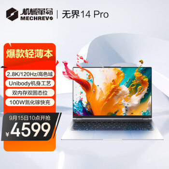 机械革命无界14Pro (i7-12700H 16G 1T 120Hz 2.8K 高色域)轻薄本办公商务本游戏本笔记本电脑