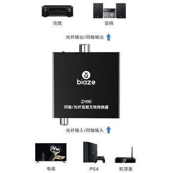 毕亚兹 数字同轴转光纤音频互转转换器 AC3电视ps4机顶盒接音响功放5.1 同轴光纤Optical互转 ZH90 毕亚兹 数字同轴转光纤音频互转转换器 AC3电视ps4机顶盒接音响功放5.1 同轴光纤Optical互转 ZH90