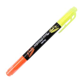 派通（Pentel ）双头双色荧光笔学生标划重点醒目记号笔SLW8 橙色 3.0mm