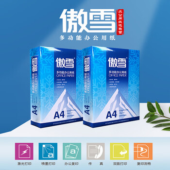 傲雪A4打印纸 70g克500张*5包一箱 热销复印纸 双面草稿纸 整箱2500张