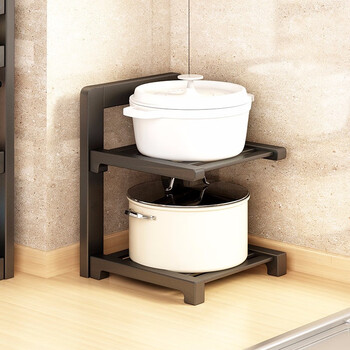 竹艺佳zhuyijia厨房锅架子落地多层置物架窄夹缝台面家用放锅具下水槽