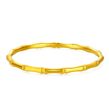 顾欢guhuan黄金竹节手镯女节节高升5d硬金金镯子手饰女结婚金饰生日