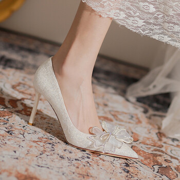 十八岁成人礼物女生高跟鞋贝莉公主婚纱婚鞋新娘鞋年轻气质款细跟水晶