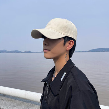 大头围帽子男女款夏季潮牌韩版棒球帽男生春秋防晒遮阳鸭舌帽男士 米
