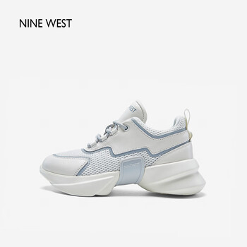 ninewest玖熙老爹鞋女休闲厚底增高新款网面透气漂浮鞋时尚运动女鞋