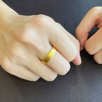 顺丰速运黄金戒指男士素圈999足金磨砂开口单身指环霸气时尚戒子女