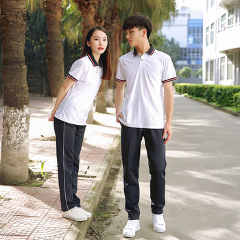 紫晶麟河南鲁山中学校服套装夏季班服夏装运动服短袖t恤运动会服装