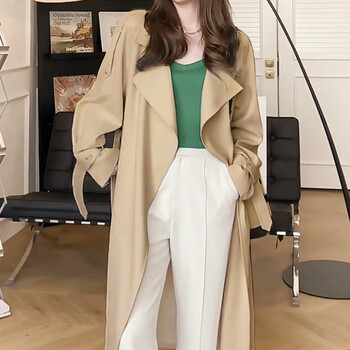 秋水伊人高级感今年流行中长款白色风衣外套女春秋款季2023新款小个子