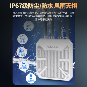 睿因（Wavlink）AERIAL HD9 WiFi6户外路由器AX3000千兆室外桥接大功率无线AP户外直播景区网络全向覆盖WiFi基站