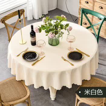 冰星梦圆桌桌布布艺棉麻防水圆形家用中式日式餐厅大饭店酒店台布餐桌布米白圆桌布2cm 适合直径160 180cm圆桌使 图片价格品牌报价 京东