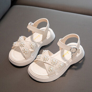 凉鞋纤维皮面2022夏季新款韩版中大童休闲鞋软底轻便时尚儿童公主鞋子