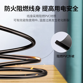 绿联(UGREEN) 国标三孔品字尾 三芯电源线 适用电脑台式主机显示器电炒锅电饭煲电子秤打印机连接线3米 60801