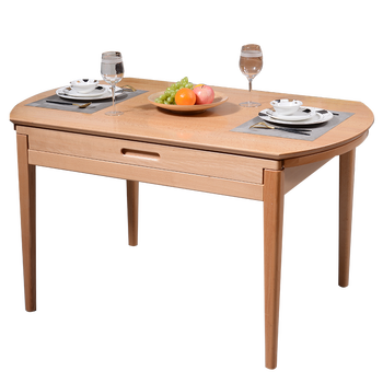 木实木方圆两用餐桌伸缩可变圆饭桌新中式全榉木餐台椅 方圆两用餐桌