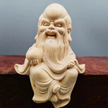 倍喜欢小叶黄杨木雕实木雕刻家居装饰福禄寿手把件工艺摆件q版寿星964
