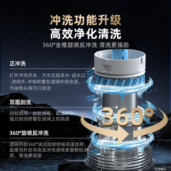 沁园前置过滤器家用净水器8T大通量 40微米手动正反冲洗过滤器 压力表监控全屋净水器P-S5516