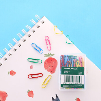 三木（SUNWOOD）(SUNWOOD) 彩色回形针/曲别针 100枚/盒 10盒装 8104