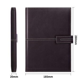 得力（deli）16K120张荔枝纹磁扣皮面本办公用品 商务记事本工作笔记本子文具 棕色3344