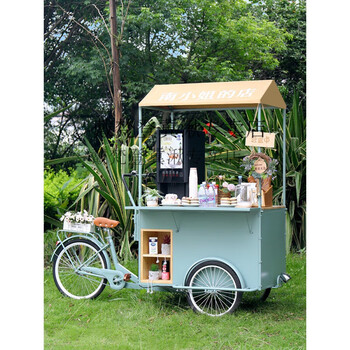 车餐饮咖啡奶茶餐车商业户外地摊多功能移动三轮车可定制 移动餐车