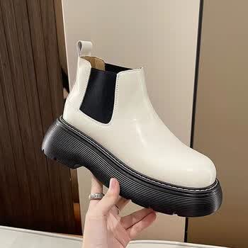 鞋靴>时尚女鞋>女靴>女士切尔西靴>檀典>檀典短筒切尔西靴烟筒靴小